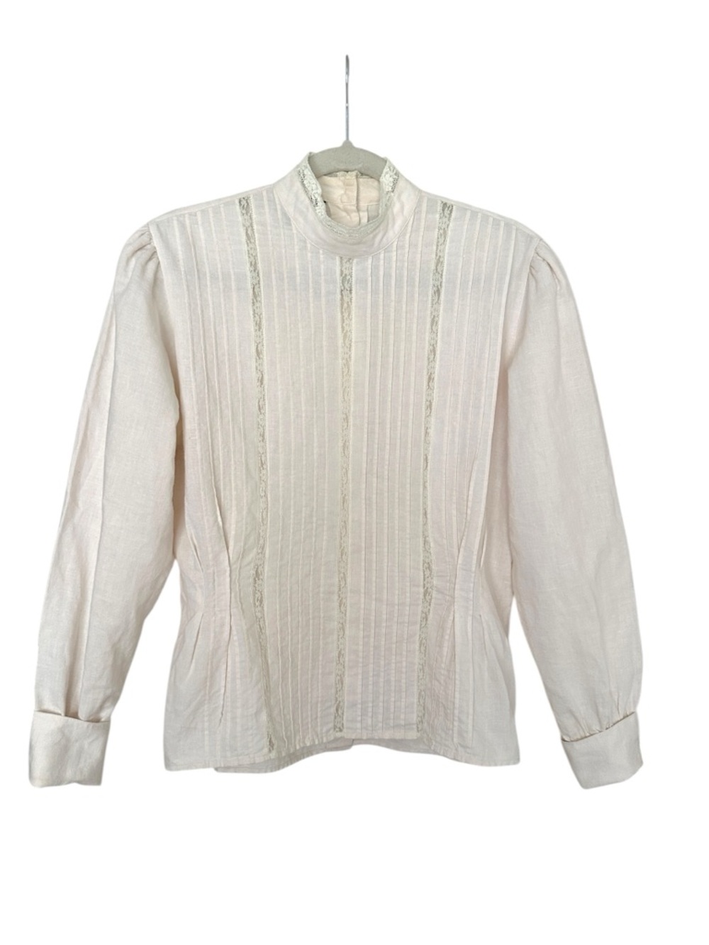 Outback Red Cream Lace-Trim Pintuck High-Neck Blouse